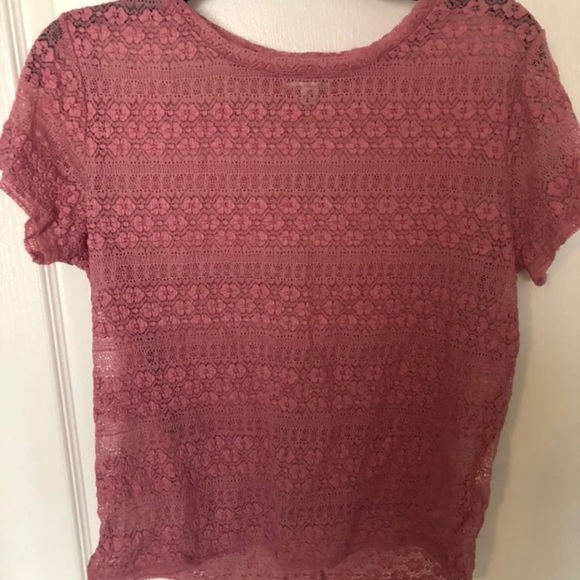 American Eagle pink lace tee - Picture 1 of 4